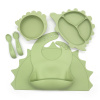 Malý Ježko Silikónový jedálenský set pre deti 6-dielny DINO - Pale Olive