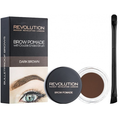 Makeup Revolution London Brow Pomade With Double Ended Brush očné linky Dark Brown 2,5 g