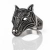 Ocelový prsten severský vlk Hay - 55