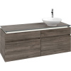 VILLEROY & BOCH Legato závesná skrinka pod umývadlo na dosku (umývadlo vpravo), 4 zásuvky, s LED osvetlením, 1400 x 500 x 550 mm, Stone Oak, B590L0RK