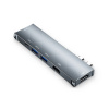 AppleMix Konektor / adaptér / rozbočovač - USB-C na 2x USB-A + 2x HDMI + SD / Micro SD + USB-C - strieborný
