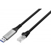 Digitus USB, USB 3.0 kabelový adaptér [1x USB, USB 3.2 Gen 1 (USB 3.0) - 1x RJ45, RJ45 zástrčka] AK-300600-030-S 3 m fóliové stínění, stínění pletivem,