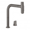 Hansgrohe Metris Select M71 - Dvojotvorová kuchynská páková batéria 200 s vyťahovacou sprškou, kartáčovaný čierny chróm 73818340