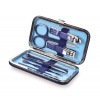 BEAUTY | Manikúra 8dílná sada | broušená ocel | v uzavíratelném pouzdře | tmavě modrá