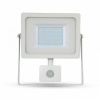 Reflektor LED 50W, 3000K, 4250lm, IP44, 100°, Al-biela, VS-RE, senz., VT-4955 (V-TAC)