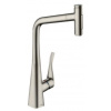 Hansgrohe 73816800 Metris 320 kuchynská páková batéria s vyťah. sprškou, 2jet, sBox, nerez HG 73816800