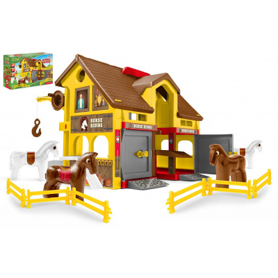 WADER Play House - Ranč s koňmi plast + kôň 4ks v krabici 59x39x15cm