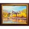 Pohľad na Hrad Strečno - Vladimír Semančík - originálny, ručne maľovany obraz S (do veľkosti 45x45cm) Viac farieb