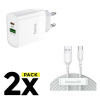 PACK SIEŤOVÁ NABÍJAČKA NA MOBIL A TABLET HOCO C80A NETWORK CHARGER PD20W/QC3.0 WHITE + KÁBEL BASEUS WISDOM 2-PACK TYPE-C 150CM/5A WHITE