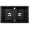 Laveo Barbados, 2-komorový granitový drez 780x480x185 mm, čierna škvrnitá, LAV-SBB_720T