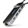AXAGON HMC-6GLN, USB 5Gbps hub, 2x USB-A, USB-C, HDMI 4k/60Hz, RJ-45 GLAN, PD 100W, kábel USB-C 20cm Axagon