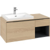 VILLEROY & BOCH Subway 3.0 závesná skrinka pod umývadlo (umývadlo vľavo), 2 zásuvky + regálový prvok, s LED osvetlením, 1001 x 516 x 422,5 mm, Nordic Oak, C572L1VJ