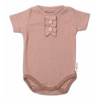 Baby Nellys Dojčenské rebrované body s gombíkmi kr. rukáv, Girl - hnedé, veľ. 68