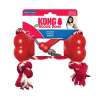 KONG Goodie Bone with Rope - červená, gumená kosť pre psa s povrazom, hryzátkom a sťahovákom - M