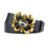 Luxusný kožený opasok FLOWER, Výroba na Slovensku - Čierna