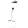 HANSGROHE Rainfinity Showerpipe EcoSmart nástenný sprchový systém s termostatom ShowerTablet 350, horná sprcha 1jet priemer 250 mm, ručná sprcha 3jet, matná biela, 28742700
