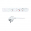 Solight Predlžovací kábel 5Z + USB A + USB C + nabíjačka - 3m, vypínač, 3x1,0, biela