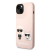 Karl Lagerfeld and Choupette Liquid Silicone zadný kryt pre iPhone 14 Plus Pink