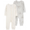CARTER'S Overal Gray Elephant + Ivory Stripe neutrál MFL 2ks 3m/ veľ. 62 1R195210_3M