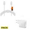 PACK SIEŤOVÁ NABÍJAČKA NA MOBIL A TABLET SPIGEN PE2007EU POWERARC 2-PORT NETWORK CHARGER PD60W/QC3.0 WHITE + KÁBEL SPIGEN PB2200 ARCWIRE LIGHTNING CABLE 200CM WHITE
