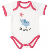 MBaby Bavlnené body s krátkym rukávom, Sloníča So Cute, bielo/červené, veľ. 62 80 (9-12m)