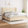 vidaXL Posteľný rám boxspring s matracom krémový 160x200 cm látka