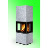 krbová kamna ROMOTOP LERA C G 20 - kámen (serpentin) - designový akumulační krb, dělené sklo, možnost akumulačních tvarovak