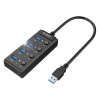 ORICO ROZDEĽOVAČ LIŠTY ADAPTÉR USB HUB PRE 4X USB 3.0 SO 4 PREPÍNAČMI