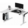 ULTRADESK Herný stôl WINGER - biely, 111x155x60 cm, 75-122 cm, elektricky nastaviteľná výška, RGB podsvietenie, držiak slúchadiel UDESK-WI-BWA/BWB