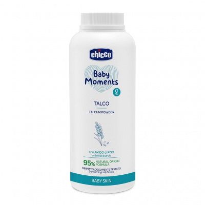 CHICCO Púder detský Baby Moments s ryžovým škrobom 95 % prírodných zložiek 150 g