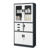 Nábytek PEGAS Kancelářská kovová skříň se sejfem na spisy a dokumenty FILIP, 900 x 1850 x 400 mm, antracitově-bílá