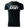 DRAGOWA fitness tričko muscle army, čierna 180g/m2 - S
