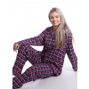 Malinově růžové elegantní teplé flanelové pyžamo dámské na kojení 1DF0018 růžová XXL + První výměna zboží zdarma.