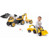 Set traktor na šliapanie a odrážadlo s nakladačom Builder Max Tractor Smoby a prívesom s bagrom a úložným priestorom