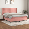 vidaXL Posteľný rám boxsping s matracom ružový 160x200 cm zamat - Ružová - 9584-151344