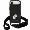 Karl Lagerfeld Saffiano Crossbody Metal Karl and Choupette kryt s nastaviteľným popruhom pre iPhone Air - čierny 57983127715 - možnosť vrátiť tovar ZADARMO do 30tich dní