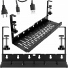 Organizér na káble Ronan, kovový, čierny, nastaviteľný pod stôl
