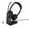 Jabra Evolve2 55 Slúchadlá s mikrofónom Káblový a bezdrôtový Pres hlavu Kancelária / call centrum Bluetooth Nabíjací podstavec Čierna (25599-989-989)