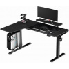 ULTRADESK Herný stôl WINGER - čierny, 111x155x60 cm, 75-122 cm, elektricky nastaviteľná výška, RGB podsvietenie, držiak slúchadiel UDESK-WI-BKA/BKB