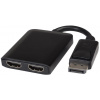 PremiumCord MST adaptér DisplayPort 1.2 - 2x HDMI, rozšírenie+zrkadlenie+2 obrazy, 4K*2K@60Hz