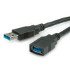 Kábel USB 3.2 Gen 1, A-A M/F 0.8m, 5Gbps, predlžovací, čiern