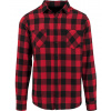 Pánska kockovaná flanelová košeľa s dlhým rukávom Build Your Brand, Veľkosť S, Farba Červená