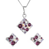 Sada šperkov s kryštálmi Swarovski náušnice, retiazka a prívesok fialový kosoštvorec 39126.3 amethyst