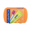 Curaprox Travel Set Orange : skládací zubní kartáček CS 5460 Ultra Soft 1 ks + zubní pasta Be You Explorer Apple & Aloe 10 ml + mezizubní kartáček 2 ks + držák na mezizubní kartáček 1 ks
