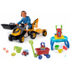 Set traktor na šliapanie a vozík na ťahanie Builder Max Tractor Smoby s nakladačom bagrom a stôl pieskovisko s vodným mlynom