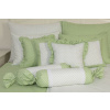 Krepové posteľné prádlo sedliackeho štýlu so vzorom bodiek ladené do biele a zelene farby 1x 140/200, 1x 90/70