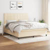 vidaXL Posteľný rám boxspring s matracom krémový 180x200 cm látka - Krémová - 8652-150427