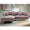 Rohová sedacia súprava Glam, ružová látka, ľavý roh