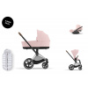 Cybex Platinum CYBEX Priam Travel Set + Cloud T Plus i-Size + Platinum Winter Footmuff peach pink 2025 chrome with brown details