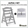 HAUCK - Alpha+ set 2v1 drevená stolička, grey + poťah Teddy grey
